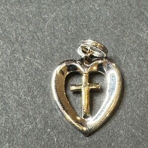 James Avery Silver and Gold Heart Cross Necklace